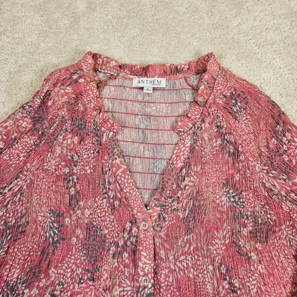 Women's Anthem The‎ Label Pink Sage Floral Print Long Sleeve Flowy Blouse Size L - Picture 2 of 8